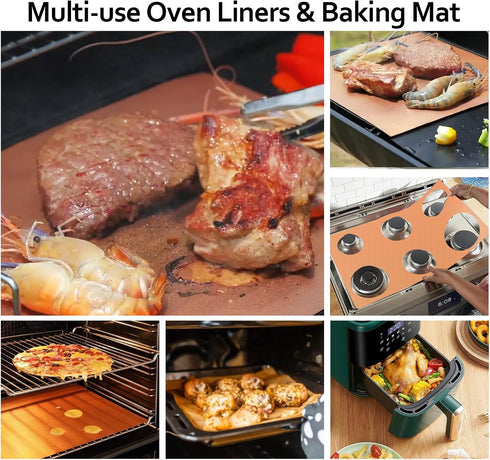 2 Pack Copper Oven Liners for Bottom of Oven, Oven Protector 16x24 Inch Thick Heavy Non Stick Teflon Oven Mats, BPA and PFOA Free Reusable Baking ...