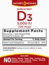 Nature's Reward Vitamin D3-5000 IU - 360 Softgels - Non-GMO & Gluten Free Supplement...