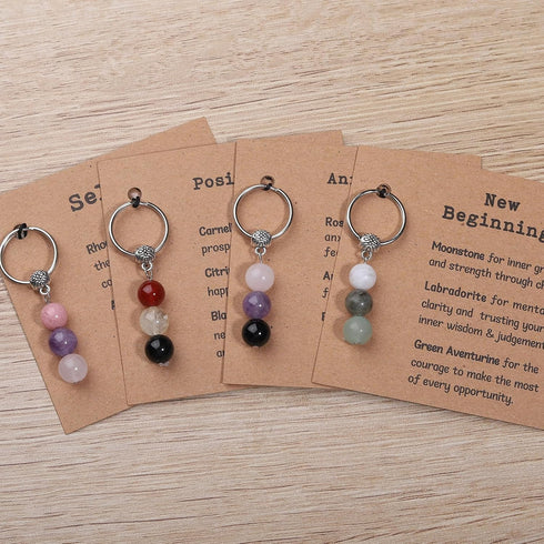 Natural Crystals Keychain Gift for New Beginnings, Small Healing Stones Keychain for Anxiety Relief. Healing Crystals...