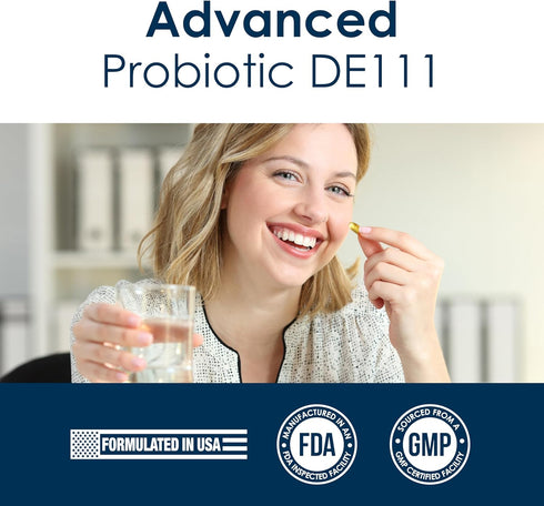 Capsuline Advanced Probiotic DE111 Strain Bacillus Subtilis Spore Based, 11.5 Billion CFU|Digestive Health, Gut & Immune Support|Daily Probiotic f...