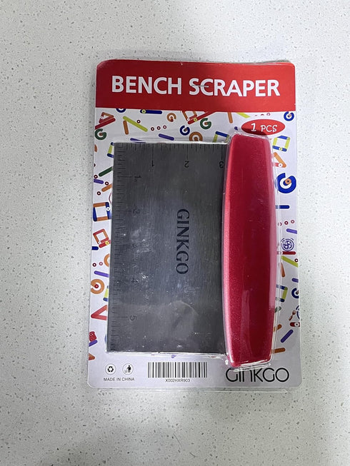 GINKGO Bench Dough Scraper Chopper Stainless Steel Kitchen Utensil Multipurpose Pastry/Food Cutter Scraper Tool for Cake, Pizza, Bread, BBQ - Red...