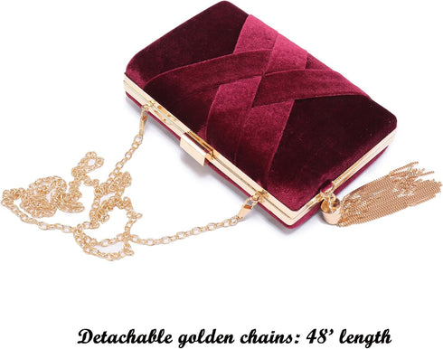 CARIEDO Women's Evening Big Handbag Clutch Velvet Fabric Bridal Purse for Wedding Prom Night Out Party...