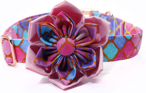 Dogs Collar with Flower, Quick Release Buckle Adjustable Soft Comfortable Floral Collars for Girl Dogs...