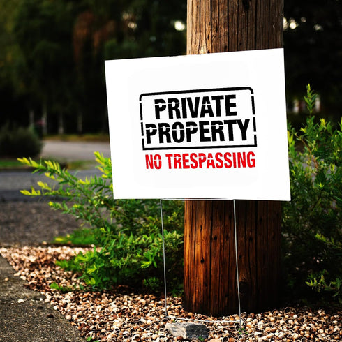 "Private Property No Trespassing" Reusable Stencil Template for Painting/Spraying Large Warning Sign on Wooden Plaque | 2-Pack, 14" x 10"...