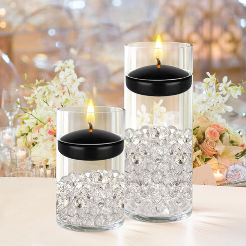 Mega Candles 12 pcs Unscented Black Floating Candles, Hand Poured Wax Candle 3 Inch Diameter, Home Décor, Wedding Receptions, Baby Showers, Birthd...