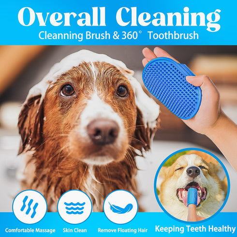 6 PCS Grooming Kit for Dogs Cats Comb Deshedding Dog Brush Pet Knot Opener Cleaning Slicker Brush Nail Clipper Toothbrush Pet Hair Removal Tool Wa...