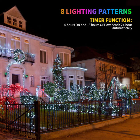 Tcamp Christmas Lights 33ft 100LED Outdoor Indoor Christmas String Lights with Remote Timer, USB or Battery Powered Waterproof 8 Modes Fairy Light...