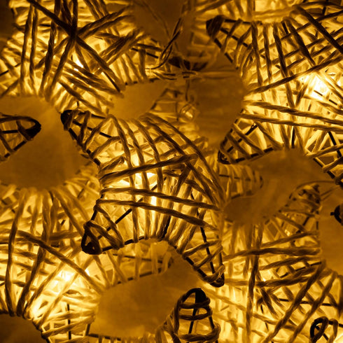 6 ft 10 LED Metal Rattan Style Star String Fairy Lights Garland, Battery Operated, Wedding Holiday Christmas Tree, Valentine Kid’s Room Bedroom De...