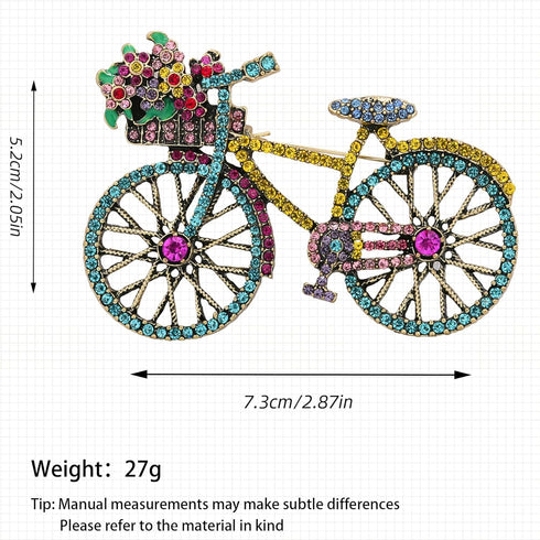 Crystal Rhinestone Creative Bicycles Brooch Pin for Women Retro Elegant Handmade Blue Brooches Pins Classic Wedding Fashion Jewelry Accessories Gi...