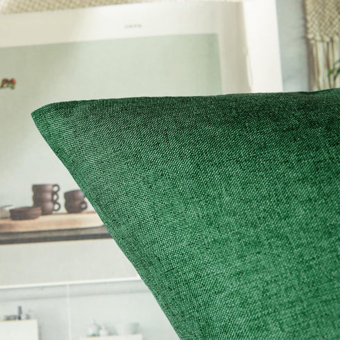 Woaboy Set of 2 Green Outdoor Throw Pillow Covers Decorative Farmhouse Linen Pillowcase Solid Waterproof Cushion Cases for Bedroom Living Room Sof...