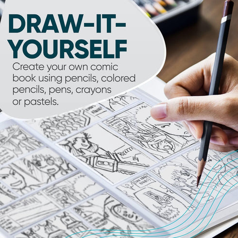 Koala Tools - Blank Comic Book, Draw-It-Yourself Comic Sketch Book with Dynamic Panels, 6.6 x 10 Inches, 28 Pages, Pack of 3...