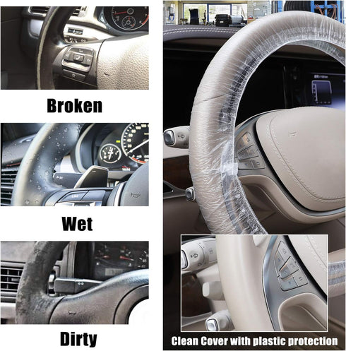 SEG Direct Disposable Plastic White Opaque Steering Wheel Cover, 100pcs/Carton, Universal for Cars, Trucks...