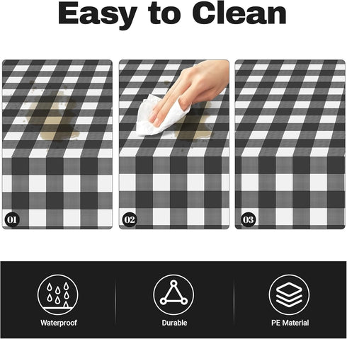 Childom 3 Pack Black and White Checkered Tablecloths 54"x108" Disposable Plastic Table Cloths Buffalo Plaid Tablecloths for Home,Halloween,Picnic ...