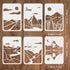 FINGERINSPIRE 6 Pcs Mountains Landscape Stencil 11.7x8.3 inch Mountains Stencils Template Plastic Moon Sun River Tree Stencils Reusable DIY Nature...