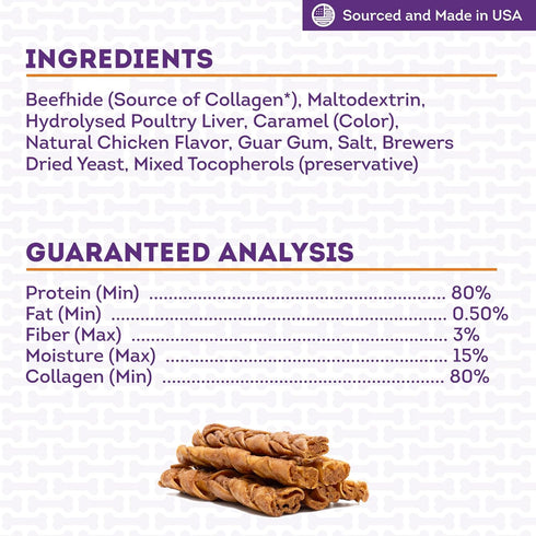 USA Collagen Braids 6-7" Dog Chew Treats - Chicken Meat Flavor, 6 Count/1 Pack...