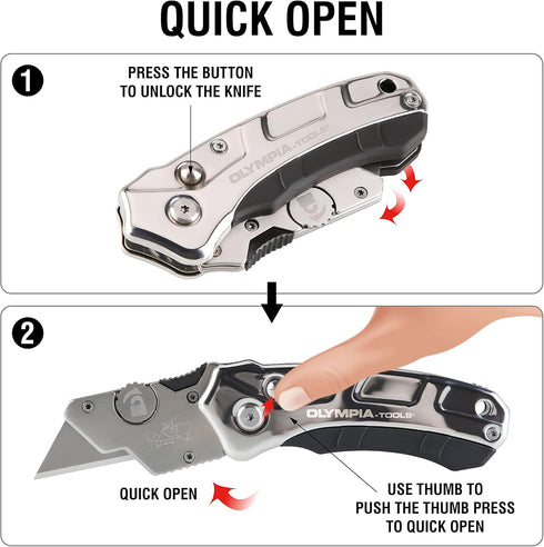 Olympia Tools 33-125 Turbofold Stainless Steel Utility Knife...