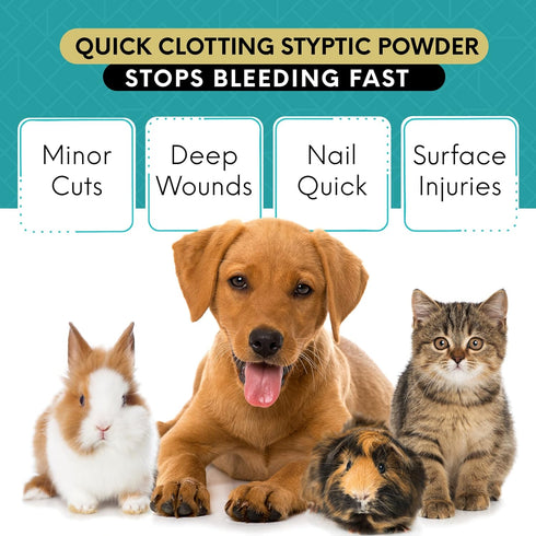 Blood Stop Powder (3 oz) - Quick Stop Bleeding for Dogs, Cats, Pigs, Horses and Pets – Styptic Powder for Dogs Nails and Minor to Severe External ...