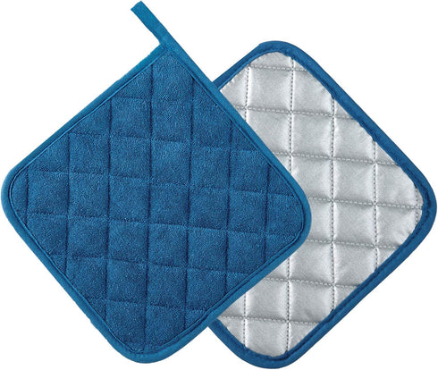 Joyhalo 4 Pack Pot Holders for Kitchen,Cotton Oven Holder with Great Heat Resistance,Non Slip Hot Pads for Kitchen Clearance,Federal Blue...