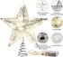 Christmas Tree Topper Star, Callenbach Led Metal Star Light Up Xmas Decorations Christmas Tree Bow Top Lighted Glitter Ornaments 10 inches Silver...