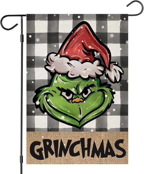 Chritmas Garden Flags for Outdoor,Buffalo Plaid with Small Yard Flag,Seasonal Xmas Decors for Winter Holiday Farmhouse Outside 12x18 Double Sided...