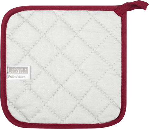 100% Cotton Kitchen Everyday Basic Terry Pot Holder Heat Resistant Coaster Potholder for Cooking and Baking Set of 5 Wine...