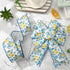 Lemon Wired Edge Ribbon Yellow Blue Tile Fabric Ribbon Spring Summer Craft Ribbon for Birthday Wedding DIY Wreath Bow Making, 12 Yard...