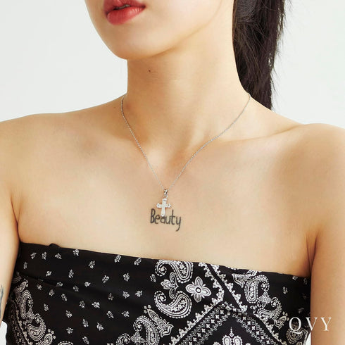 Cross Pendant Necklace for Women • Mother of Pearl White Cross • Onyx Stone Black Cross • 14K Real Gold Plated Stainless Steel Christian Jewelry G...