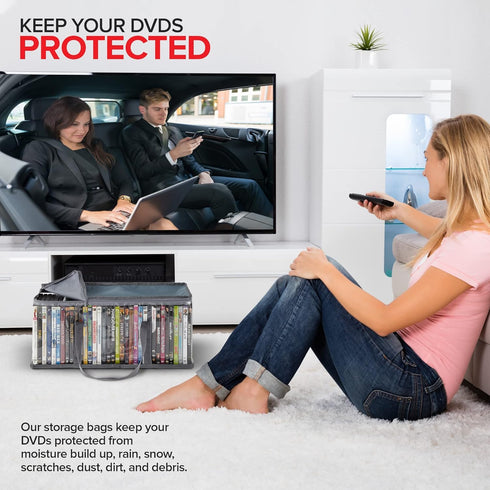 Stock Your Home DVD Storage Bags (Set of 2) Media Organizer Bag for DVDs, CDs, Blu Ray Disc, Movie Cases, VHS Box, Video Game Disks, Clear Plastic...