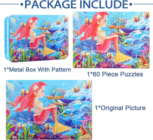 LELEMON Puzzles for Kids Ages 4-8, 60 Piece Puzzles for Kids Ages 3-5 in a Metal Box,Educational Puzzle Games Kids Puzzles, Childrens Puzzles Jigs...