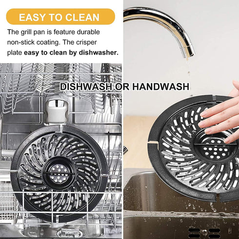 Power Dash Chefman 2QT Round Non-Stick Air Fryer Grill Pan Tray Rack with Rubber Feet, Grill Plate Crisper Plate for Air Fryer Accessories, Dishwa...