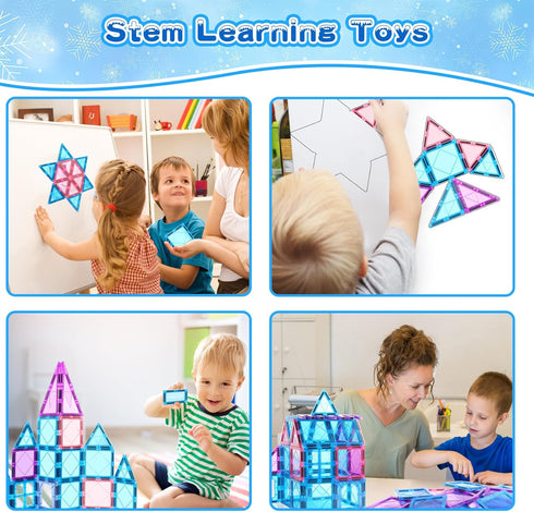 Magnetic Tiles Building Blocks Toddler Boys Girls Toys Age 4-5 5-6 4-6 6-7 6-8 8-10 STEM Educational Birthday Magnets Toys for 3 4 5 6 7 8 Years O...