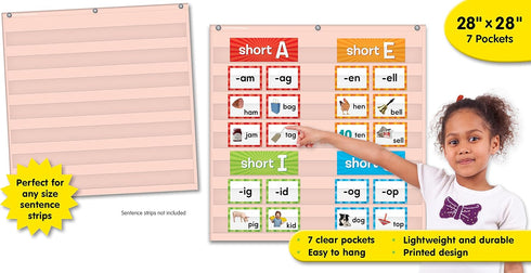 Teacher Created Resources Blush 7 Pocket Chart (28" x 28") (TCR20102)...