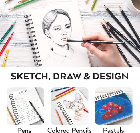 ARTEZA Spiral Sketch Book 5.5 x 8.5 Drawing Pad 100 Sheets Sketch Pads for Drawing for Adults & Teens...
