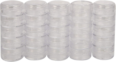 The Beadsmith Personality Case, Clear Plastic Bead Storage Case with 25 Removable and Stackable Jars, includes 5 screw top lids, Organizer Storage...