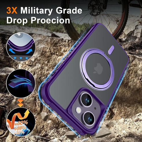 Magnetic for iPhone 13 case/iphone 14 Case ?Compatible with Magsafe? with 360°Rotatable Invisible Ring Stand?Military Grade Shockproof? Matte Back...