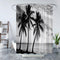 Ocean Beach Shower Curtain Tropical Palm Tree Landscape Black and White Sea Summer Seaside Scene Coastal Island Hawaii Nature Fabric Bath Curtain ...