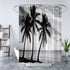 Ocean Beach Shower Curtain Tropical Palm Tree Landscape Black and White Sea Summer Seaside Scene Coastal Island Hawaii Nature Fabric Bath Curtain ...