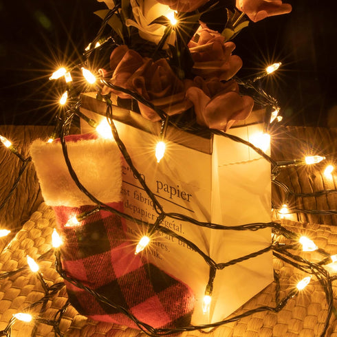 120LED 49FT Fairy String Lights with Remote and USB Powered, 8 Modes for Indoor and Outdoor Decorations (Warm White)...