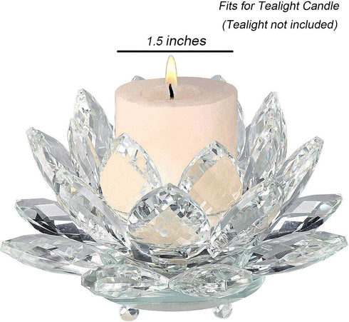 GOLDEAL Clear Glass Flower Tealight Candle Holder,Votive Candle Holder,Candlestick Holder for Table Centerpiece,Dinners, Wedding, Party, Livingroo...