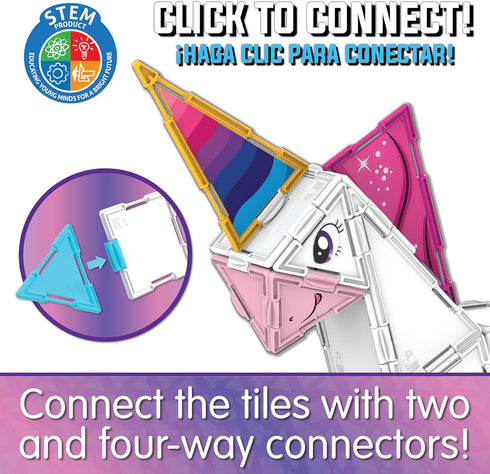 The Learning Journey Techno Tiles - Magical Unicorn | Construction Project with 100+ Building Pieces | STEM Projects for Kids Ages 5-10 | Engineer...