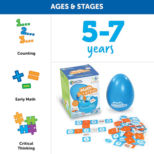 Learning Resources Math Scramble Game,Educational Games for Kids, Math Games for Kids, Early Math Skills, Addition and Subtraction Games, 87 piece...