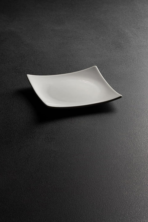 10 Strawberry Street Ceramic Simply White 6" Coupe Square Appetizer Plate, Set of 6...