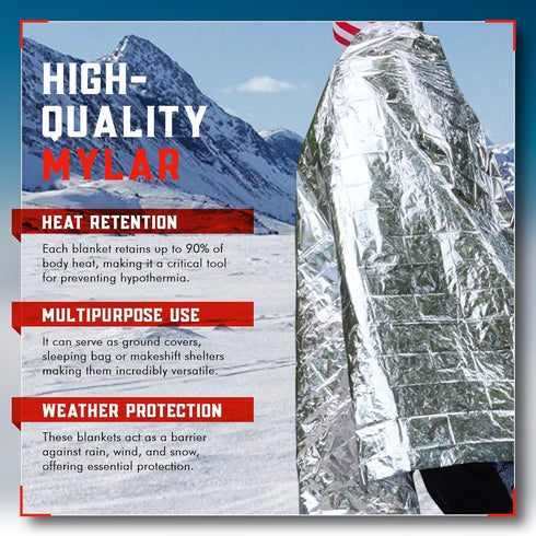 Mart Cobra Emergency Blankets x6 Survival Gear and Equipment Space Blanket Mylar Blankets Thermal Blanket Survival Blanket Survival Kits Emergency...