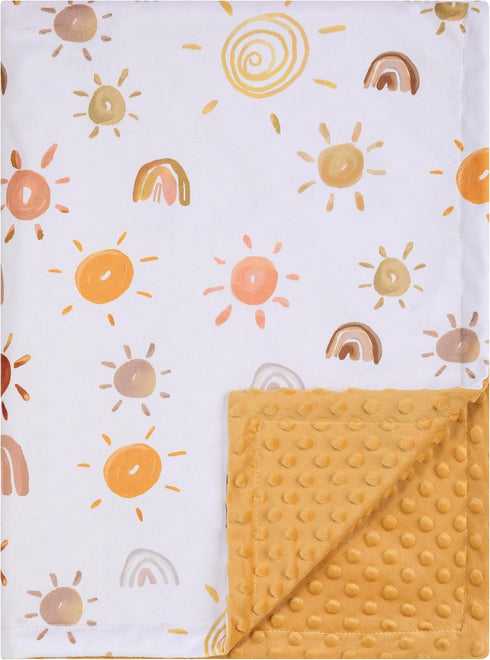 Sun Baby Blanket for Boys Girls Unisex Soft Plush Nursery Blankets Double Layer Dotted Backing sun printed Bed Throws for Crib Stroller Swaddle Re...