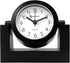 Timekeeper Small Desktop Swivel Clock for Desk, Battery Operated, 6.75" Wide x 2" Tall, Black Frame White Face...