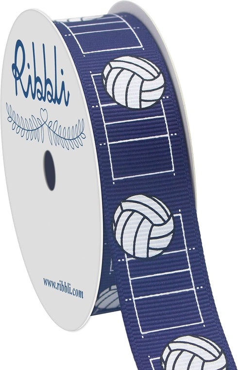 Ribbli Grosgrain Volleyball Craft Ribbon,7/8-Inch x 10-Yard,White/Black/Blue...