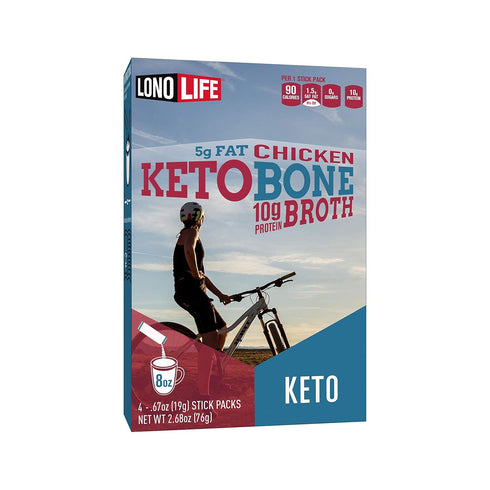 LonoLife Keto Chicken Bone Broth Powder Mix | 10g Protein | Collagen-Rich, Keto & Paleo Friendly | Natural Ingredients | 4 Portable Stick Pack Ser...