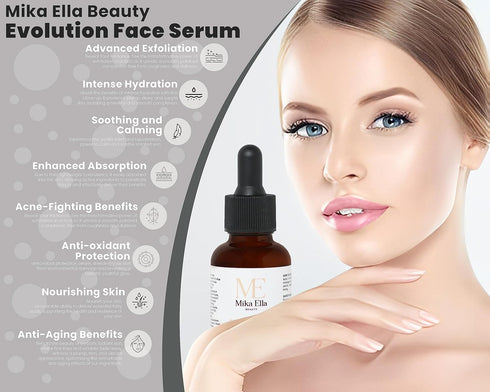 Mika Ella Beauty's Evolution Glow Serum Inspired by Korean Skincare - Brightening Serum and Face Exfoliator with Vitamin C, Retinol, Hyaluronic an...