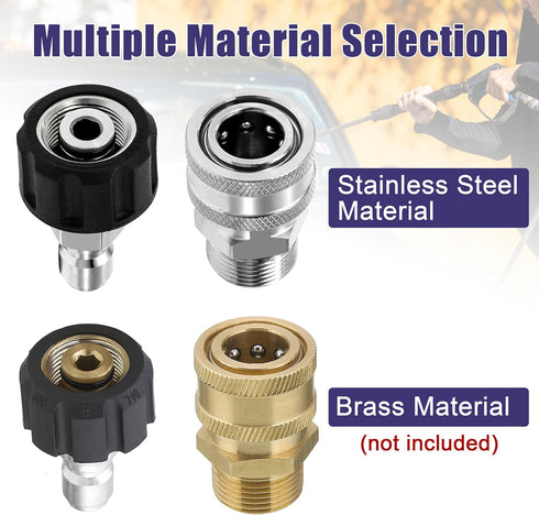 Tool Daily Pressure Washer Adapter Set, Quick Connect Kit, Metric M22 15mm to M22 Metric Fitting, Stainless Steel, 5000 PSI...
