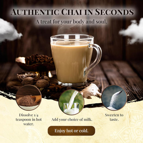 Blue Lotus Chai - Golden Masala Flavor Chai - Makes 17 Cups - 0.5 Ounce Masala Spiced Chai Powder with Organic Spices - Instant Indian Tea No Stee...